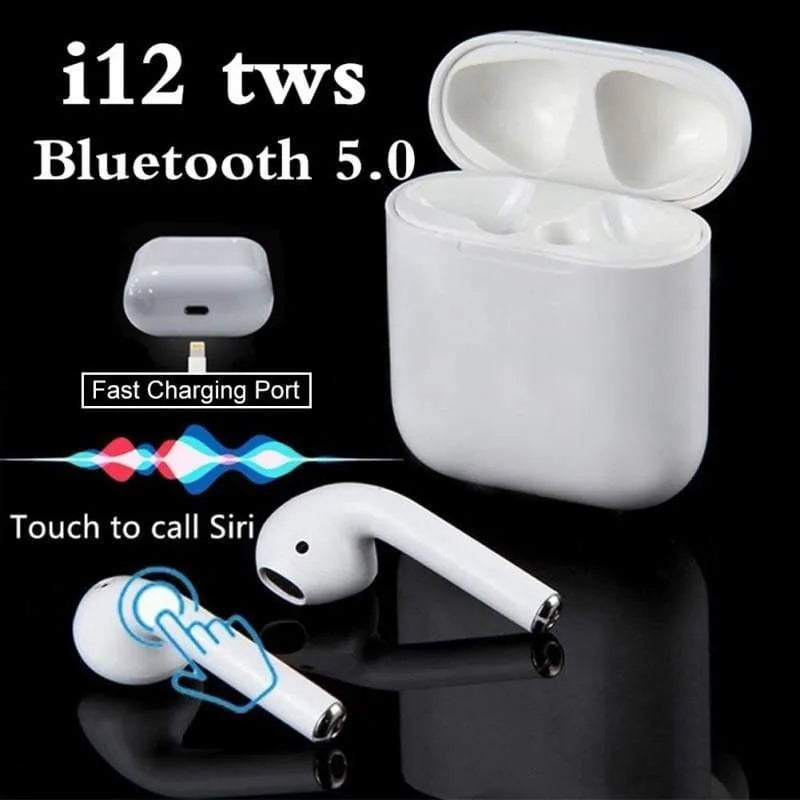 i12 Double Airpods Wireless Bluetooth Hand Free with Power Bank Stereo Earphones